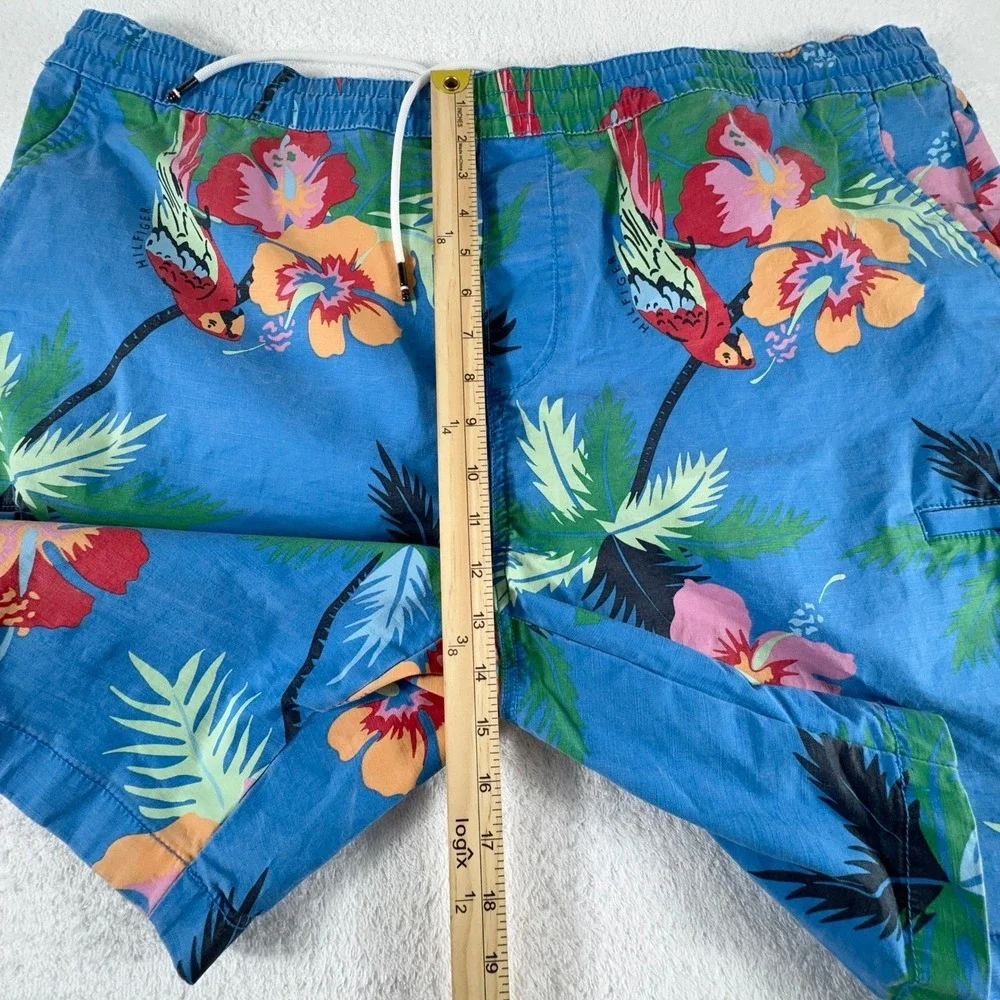 Tommy Hilfiger Shorts Mens 3XL Floral‎ Hawaiian Blue Tropical Drawstring 9